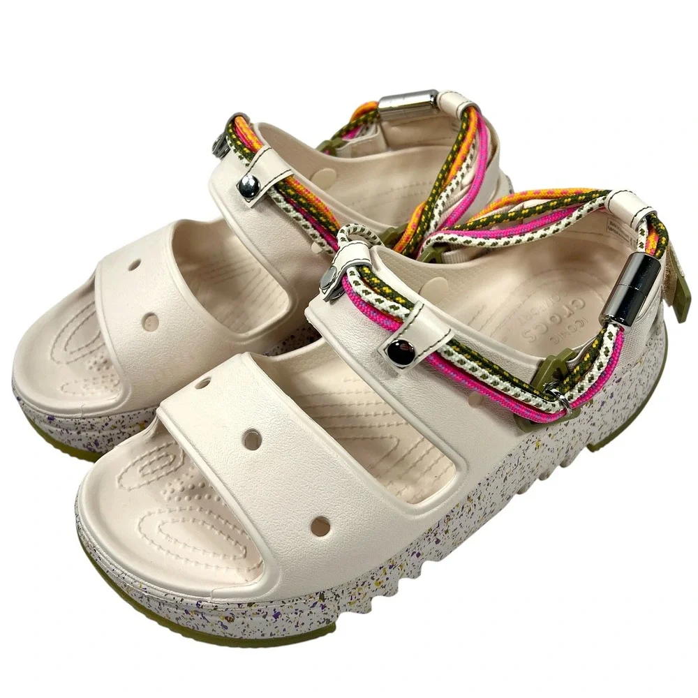Crocs Hiker Xscape Festival Sandals W10/M8 White Pink Platform Chunky Gorpcore
